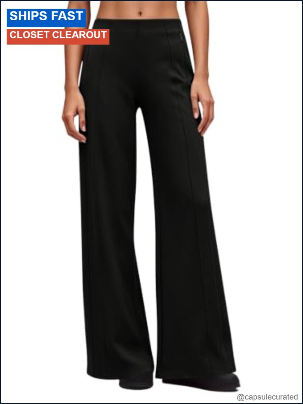Wide Leg Yoga Pants High Waisted Zipper Pockets Stretchy Palazzo